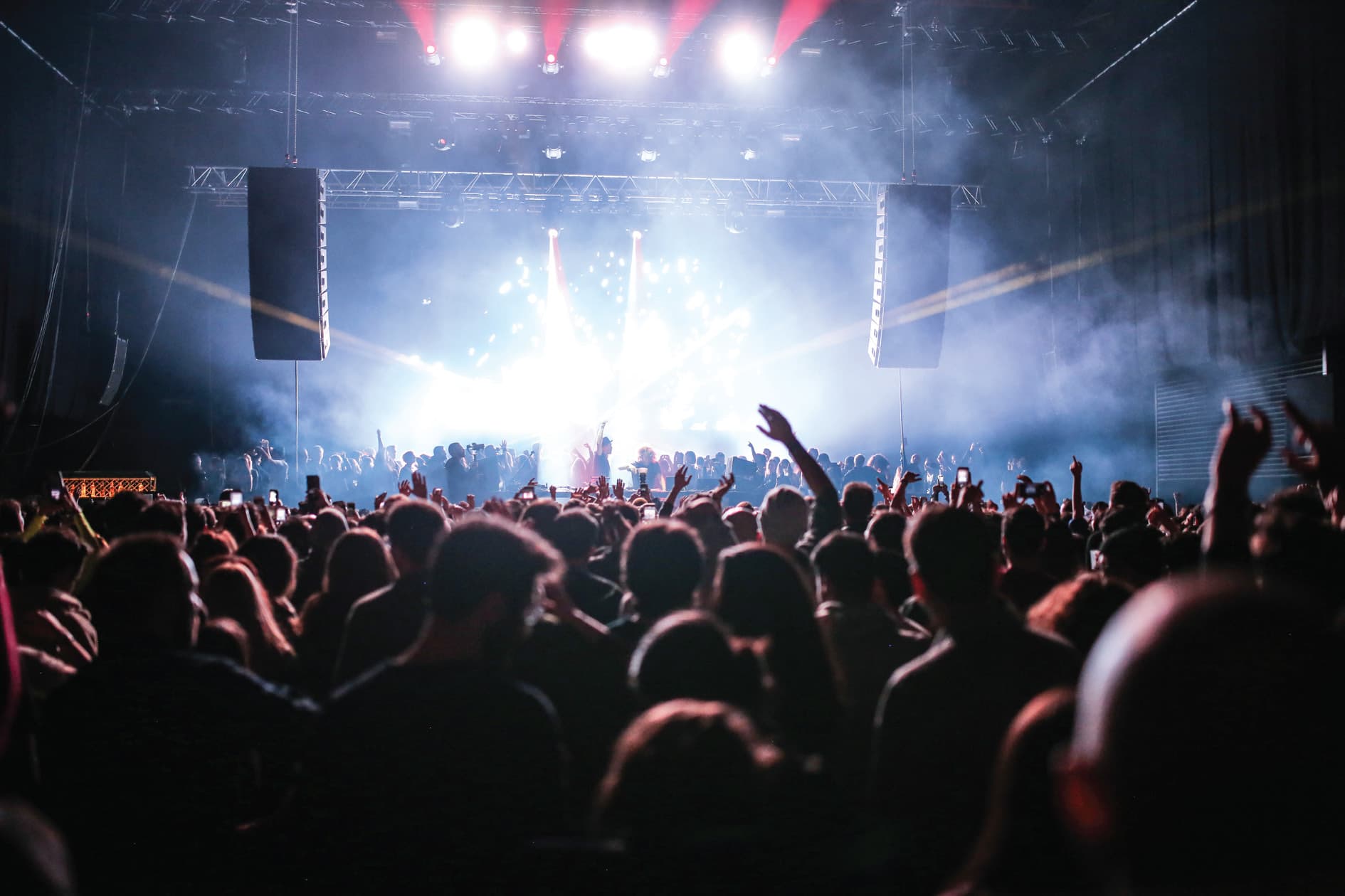 A full concert field seen from within the audience